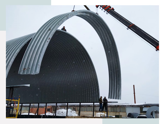 Полукруглые ангары в Иркутске